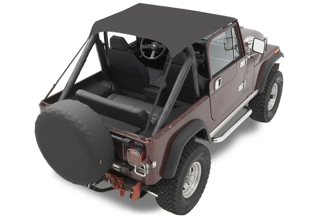 52508-01 – BESTOP Bikini Top, Mounts With Footman Loop in Rear Black Requires Windshield Channels See Required Parts